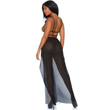Gonna reggicalze in pizzo e rete con top e calze Leg Avenue Nero